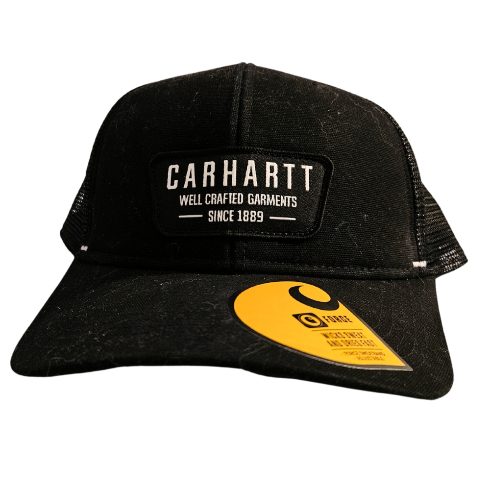 Carhartt Men's Canvas Mesh-Back Crafted Patch Cap, Black